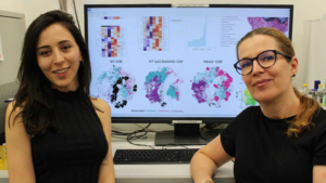Dr. Irem Ozel (links) und Prof. Dr. Jadwiga Jablonska bei der finalen Bearbeitung des Bildmaterials für ihre Studie