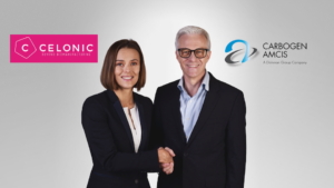 Nun gemeinsam unterwegs, Celonic CEO Dr. Samanta Cimitan mit dem CEO von Carbogen Amcis, Stephan Fritschi, der dort erst seit dem Frühjahr am Ruder ist.