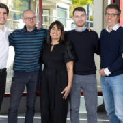 Von links: Bradley Petkus, Gabriel Christmann (Needless), Zahra Khaliliardali (SmartHear), Andrea Morandi (SecondWave), Simon Russeil (HelioW) und Bahaa Roustom (VP Marketing & Business Development, CSEM)