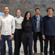 DNA-Origamisten: v.l.n.r.: Dr. Federico Bürsgens, Dr. Enzo Kopperger, Dr. Heini Ijäs, Dr. Gabriela de Melo, Julian Trommler, Dr. Maximilian Urban, Prof. Tim Liedl