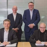 Neues Translationszentrum in Leipzig. v.l.: Dr. Robert Jacob, Prof. Thomas Neumuth, Christoph Möllering, Prof. Christoph Josten