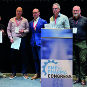 v.l. Christian Horn, Merck Lifesciences; Maxim Mistretta, Spore.Bio; Andrew Gravett, AstraZeneca; Oliver Schmidt, Concept Heidelberg; Matthias Markus, Bayer; Ralf A. Knierieme, Merck Lifesciences; Andre Schult, Peerox